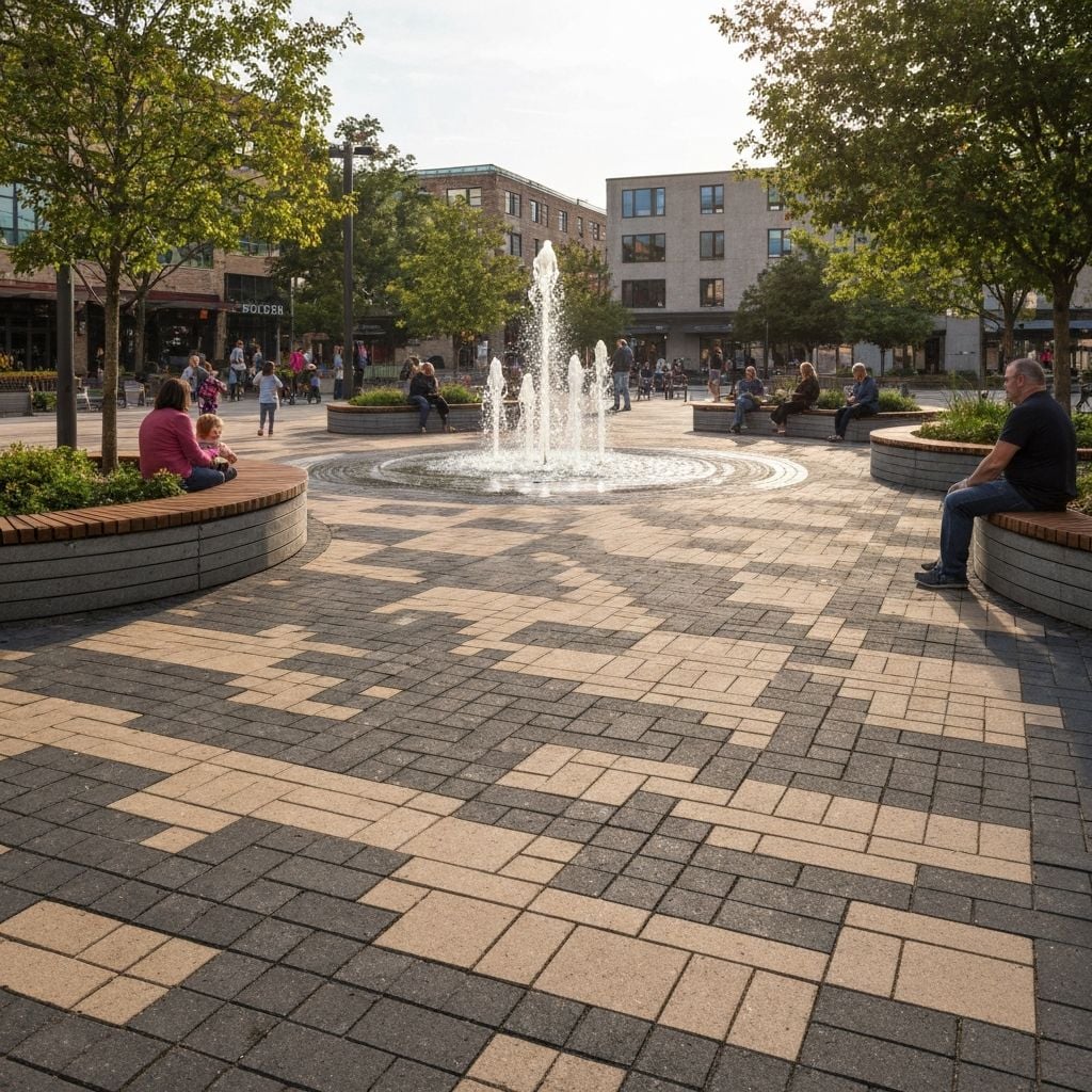 NuraGrid system for public plaza and courtyard spaces